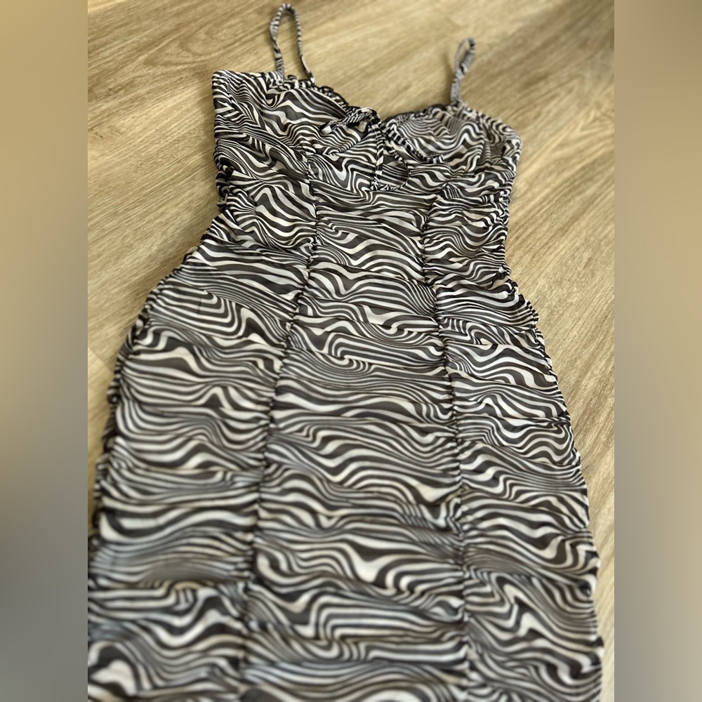 H&M Brown and White Striped Dress